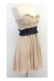 Current Boutique-Elizabeth & James - Nude Silk & Leather Strapless Dress Sz 2