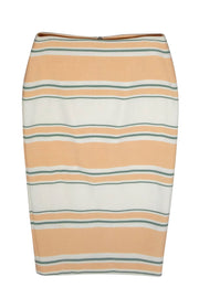 Current Boutique-Elizabeth & James - Peach, Green & White Striped Pencil Skirt Sz 4