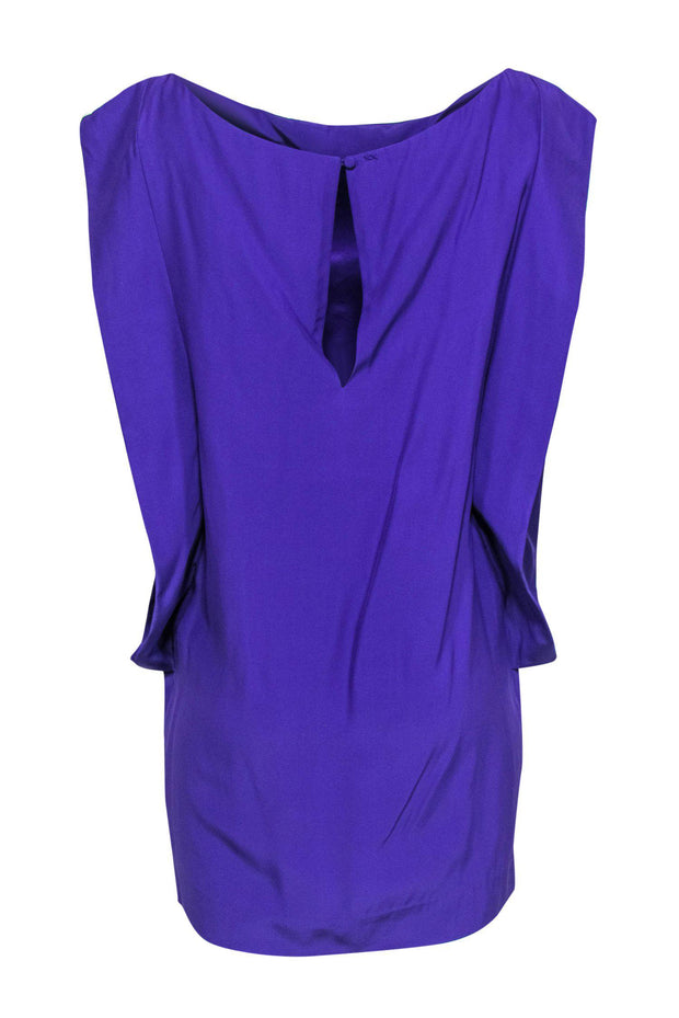 Current Boutique-Elizabeth & James - Purple Boat Neck Shift Dress w/ Flutter Trim Sz 6