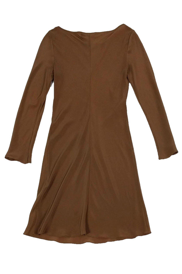 Current Boutique-Elizabeth & James - Tan Silk Long Sleeve Dress Sz S