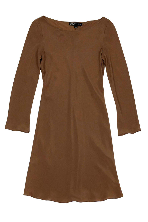 Current Boutique-Elizabeth & James - Tan Silk Long Sleeve Dress Sz S