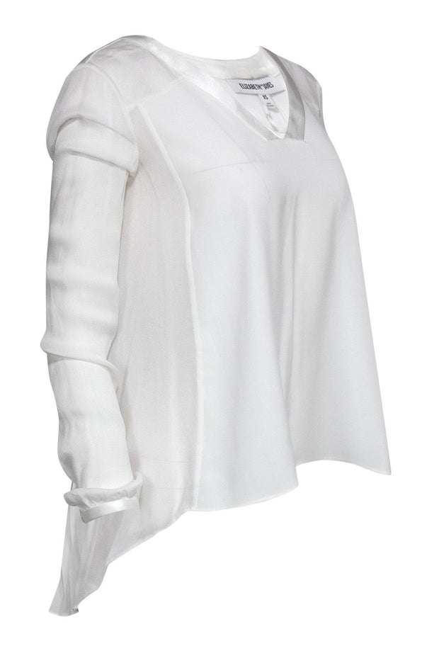Current Boutique-Elizabeth & James - White Long Sleeve Blouse w/ Pleated Back Sz XS