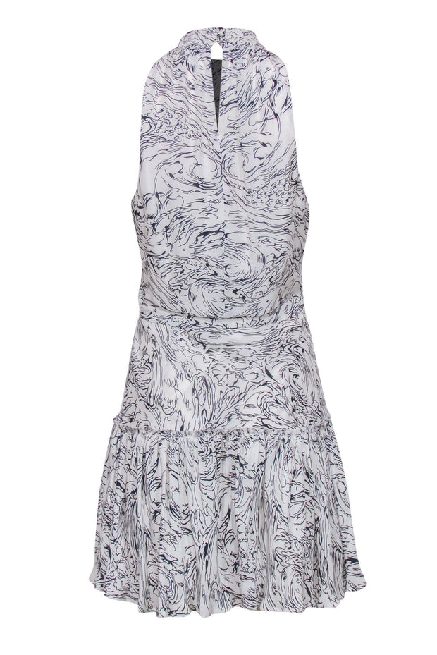 Current Boutique-Elizabeth & James - White Printed Mock Neck Drop-Waist Dress Sz 8