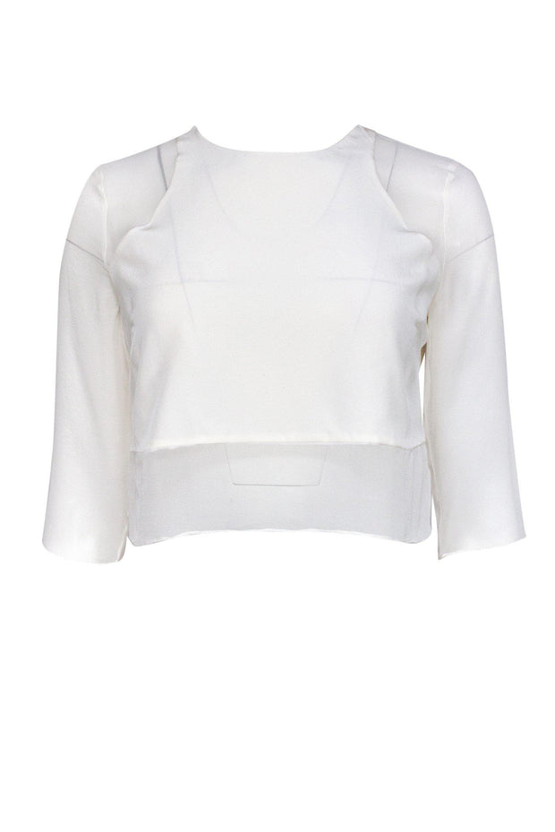 Current Boutique-Elizabeth & James - White Silk Cropped Blouse Sz S