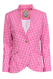 Current Boutique-Elizabeth McKay - Hot Pink Cotton Blazer w/ Gold-Toned Buttons & Pockets Sz XS