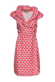 Current Boutique-Elizabeth McKay - Pink & White Elephant Print Silk Wrap Dress Sz 8