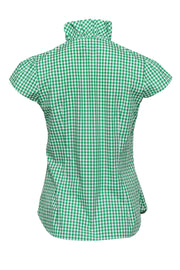 Current Boutique-Elizabeth McKay - White & Green Plaid Short Sleeve Top Sz 2