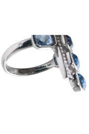 Current Boutique-Elizabeth Showers - Sterling Silver Rectangular Ring w/ Blue Square Stones Sz 5