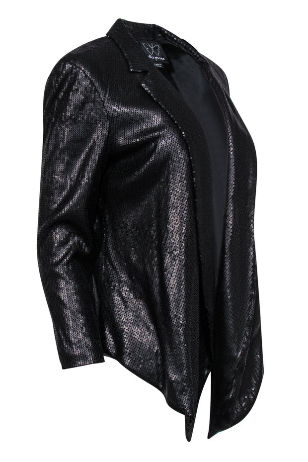 Current Boutique-Ella Moss - Black Matte Sequined Draped Blazer Sz M