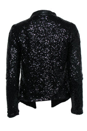 Current Boutique-Ella Moss - Black Sequin Open Jacket w/ Faux Fur Trim Sz XS
