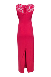 Current Boutique-Ellen Tracy - Hot Pink Sleeveless Knotted Gown w/ Lace Trim Sz 4