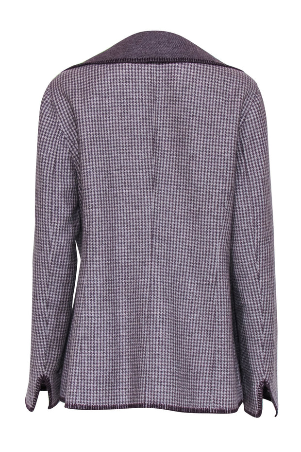 Current Boutique-Ellen Tracy - Purple Houndstooth Print Wool Blend Open Jacket Sz 12