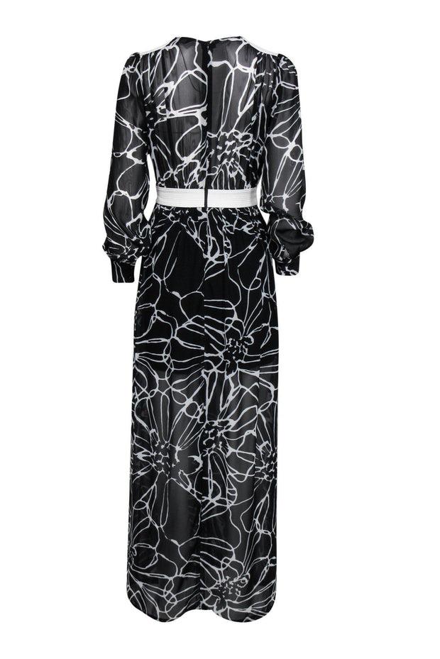 Current Boutique-Elliatt - Black & White Maxi Dress w/ Mesh Panels Sz S
