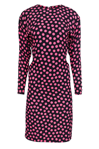 Current Boutique-Emanuel Ungaro - Black & Pink Polka Dot Dress Sz 6
