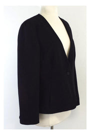 Current Boutique-Emanuel Ungaro - Black Structured Wool Blazer Sz 12