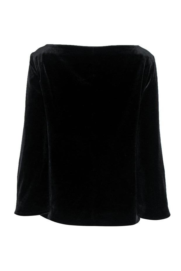 Current Boutique-Emanuel Ungaro - Black Velvet Wide Neck Button-Front Jacket Sz 8