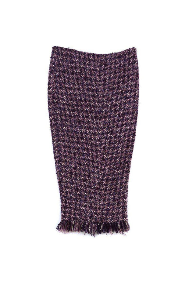 Current Boutique-Emanuel Ungaro - Purple & Pink Tweed Front Zip Skirt Sz 6