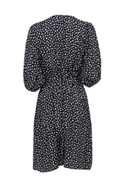 Current Boutique-Emerson Fry - Black Daisy Printed Puffed Sleeve Dress Sz S