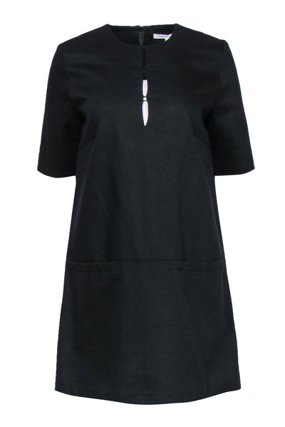 Current Boutique-Emerson Fry - Black Short Sleeve Cotton Shift Dress w/ Pockets Sz M