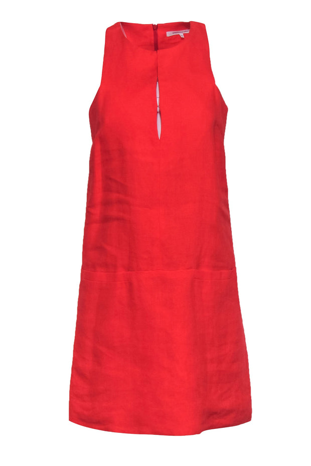 Current Boutique-Emerson Fry - Tomato Red Woven Shift Dress w/ Front Pockets Sz XS