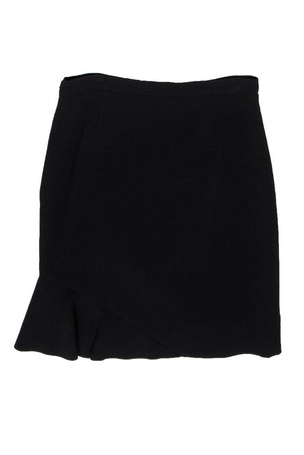 Current Boutique-Emilio Pucci - Black Flounce Virgin Wool Miniskirt Sz 8