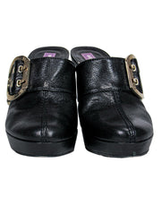 Current Boutique-Emilio Pucci - Black Leather Mule-Style Heels w/ Buckle Sz 7