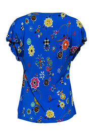 Current Boutique-Emilio Pucci - Blue Geometric & Grasshopper Print Short Sleeve Shirt Sz M