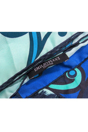 Current Boutique-Emilio Pucci - Blue Paisley Printed Silk Scarf