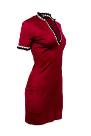 Current Boutique-Emilio Pucci - Burgundy T-Shirt Dress w/ Crochet Trim Sz 6