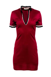 Current Boutique-Emilio Pucci - Burgundy T-Shirt Dress w/ Crochet Trim Sz 6