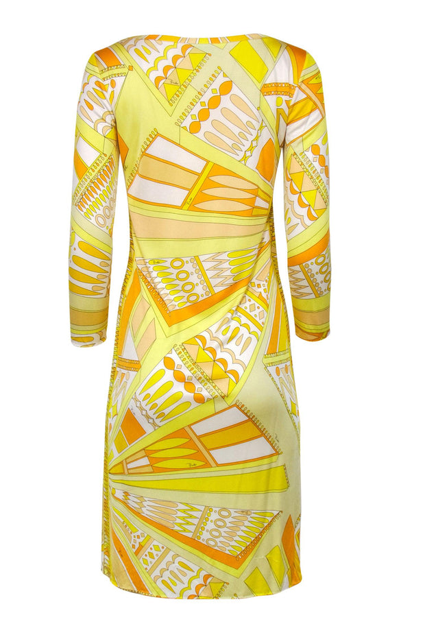 Current Boutique-Emilio Pucci - Yellow Psychedelia Print Silk Dress Sz 8