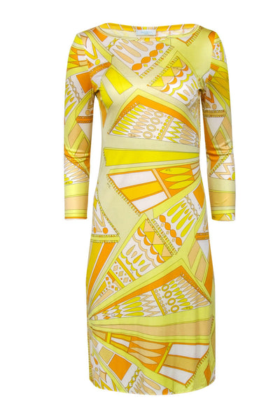 Emilio Pucci - Yellow Psychedelia Print Silk Dress Sz 8 – Current