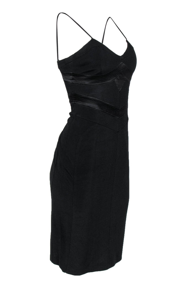 Current Boutique-Emporio Armani - Black Bodycon Midi Dress w/ Satin Trim Sz 10