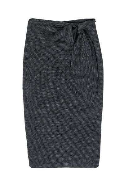 Current Boutique-Emporio Armani - Black & Grey Wool Pencil Skirt w/ Bow Sz 2
