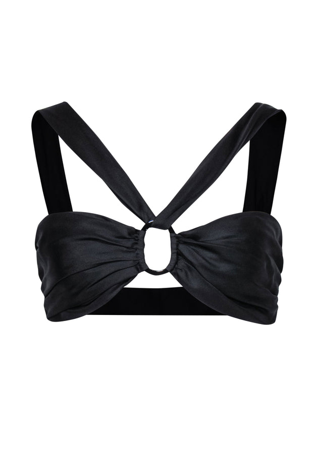 Current Boutique-Emporio Armani - Black Silk Sleeveless Bralette Top w/ Ring Hardware Sz 10