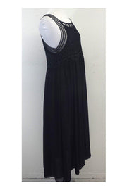 Current Boutique-Emporio Armani - Black Sleeveless Netted Top Silk Dress Sz 6