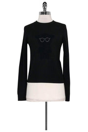 Current Boutique-Emporio Armani - Black Wool Bear Print Sweater Sz 2