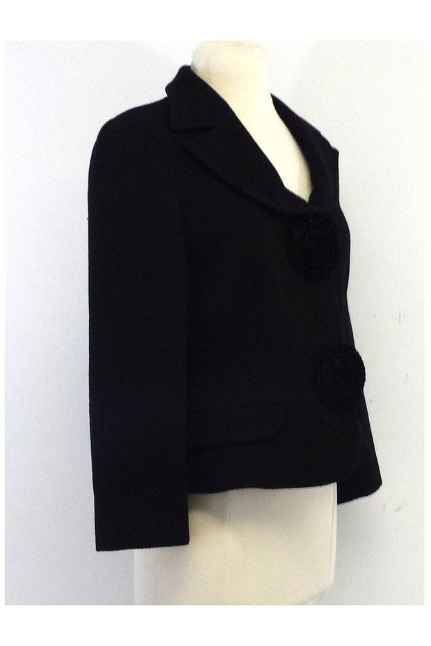 Current Boutique-Emporio Armani - Black Wool Jacket w/ Rosettes Sz 10