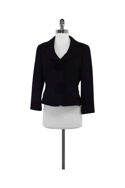 Current Boutique-Emporio Armani - Black Wool Jacket w/ Rosettes Sz 10