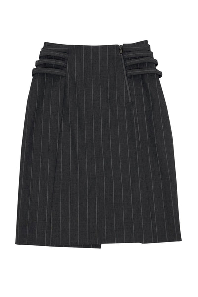 Current Boutique-Emporio Armani - Grey Pinstripe Pencil Skirt Sz 8
