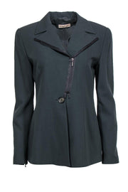 Current Boutique-Emporio Armani - Olive Green Wool Blazer w/ Zipper Sz 10