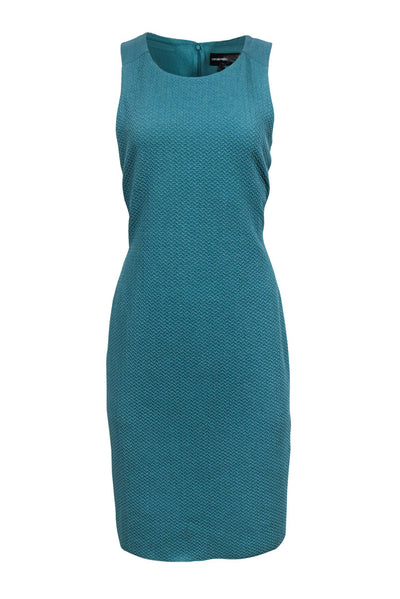 Current Boutique-Emporio Armani - Teal Textured Midi Sheath Dress Sz 10