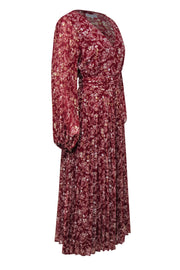 Current Boutique-En Saison - Maroon Pleated Maxi Dress w/ Metallic Paisley Print Sz L