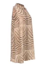 Current Boutique-Equipment - Beige Zebra Print Sleeveless Silk “Mina” Shirtdress Sz S