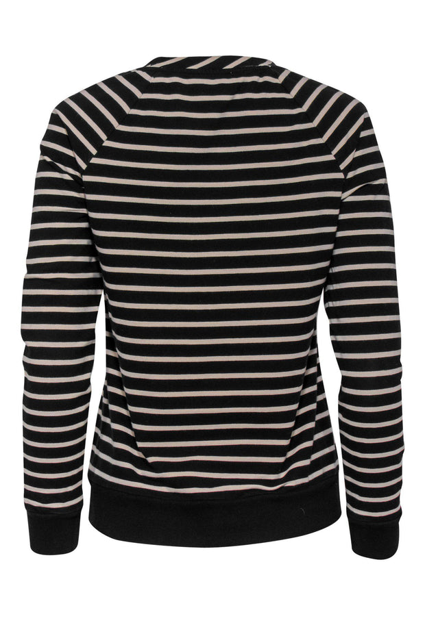 Current Boutique-Equipment - Black & Beige Striped Crewneck Sweatshirt Sz S