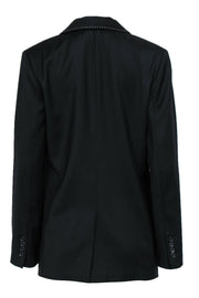 Current Boutique-Equipment - Black Buttoned Wool "Matthieu" Blazer w/ White Contrast Stitching Sz 6