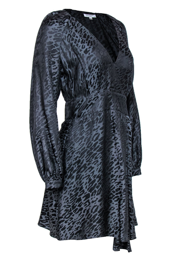 Current Boutique-Equipment - Black Leopard Print Long Sleeve Sheath Dress Sz 6