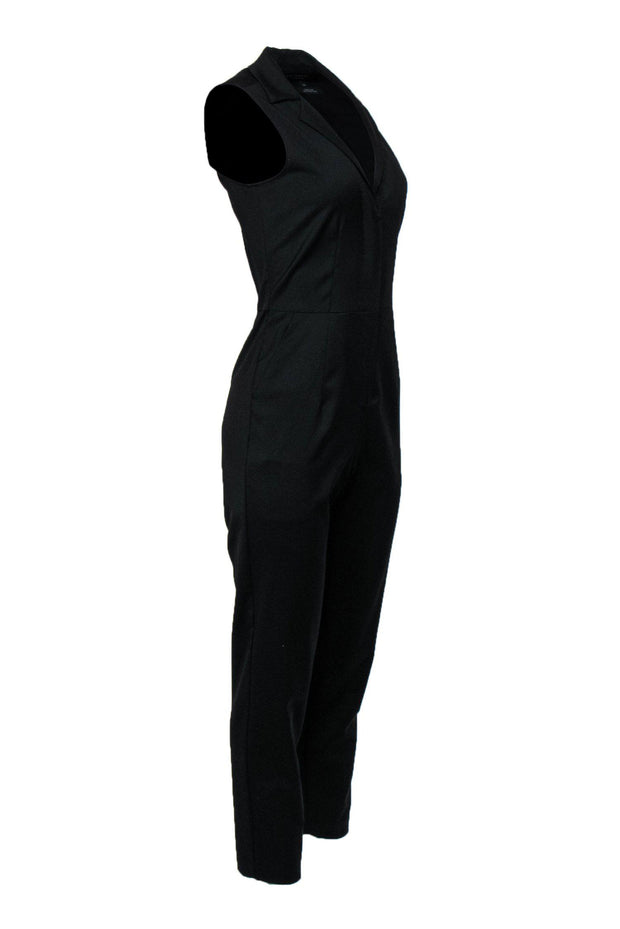 Current Boutique-Equipment - Black Sleeveless Collared Wool Jumpsuit Sz XS