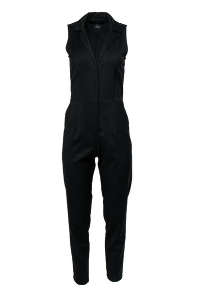 Current Boutique-Equipment - Black Sleeveless Collared Wool Jumpsuit Sz XS