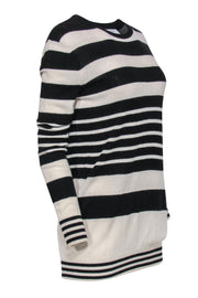 Current Boutique-Equipment - Black & White Striped Tunic-Style Cashmere Sweater Sz S